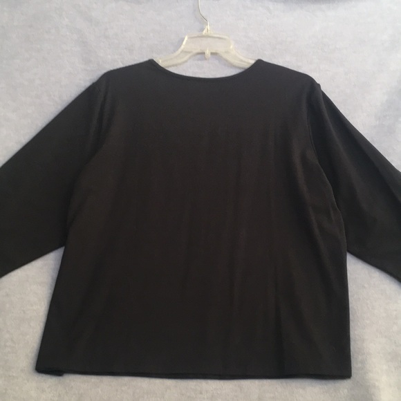 Denim & Co Cotton Stretch Knit Wardrobe Staple Basic Black Top - Picture 2 of 9
